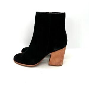 Kork-Ease Black Ankle Boots with Brown Heel